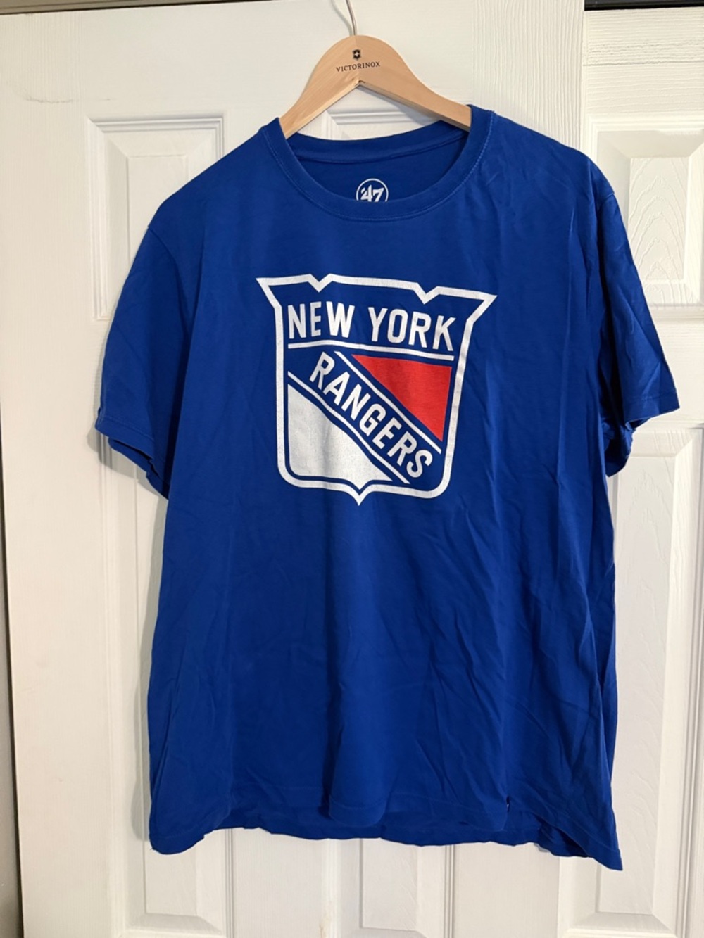 47 Brand New York Rangers Blue Tee with Red & White Logo